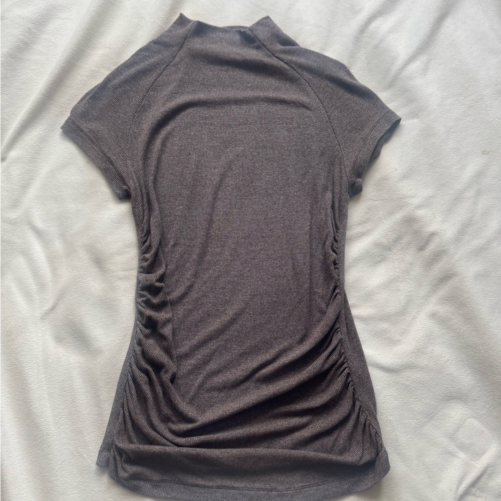 LNA clothing rouched mock neck top